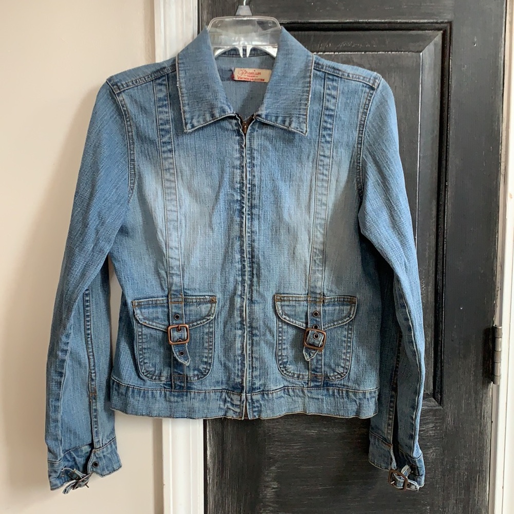 Vintage blue jean zip up jacket